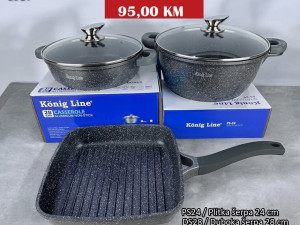 Set granit posudja Konig Line, 2 serpe + Grill tava