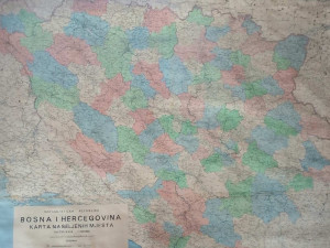 Stara karta EX YU 1984.god KARTA NASELJENIH MJESTA