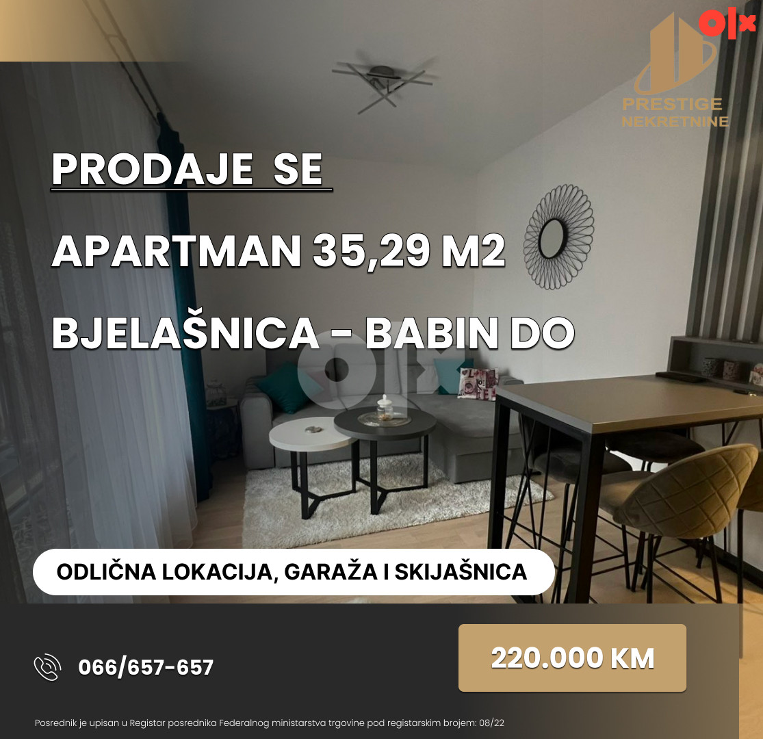 APARTMAN 35,39 m2 - BJELAŠNICA - BABIN DO