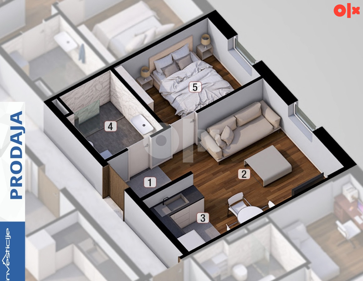 Jednosoban stan Ljubuški / 37.10 m2 / Novogradnja
