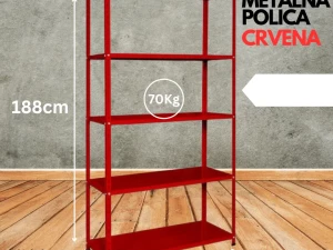 Polica metalna crvena 188X100X40cm 5x70KG (KOM)