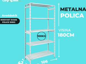 POLICA metalna siva Arredokit 180x106x42cm  5x100kg (KOM)