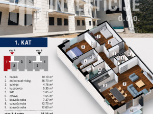 94,33 m2 - Trosoban stan Ljubuški