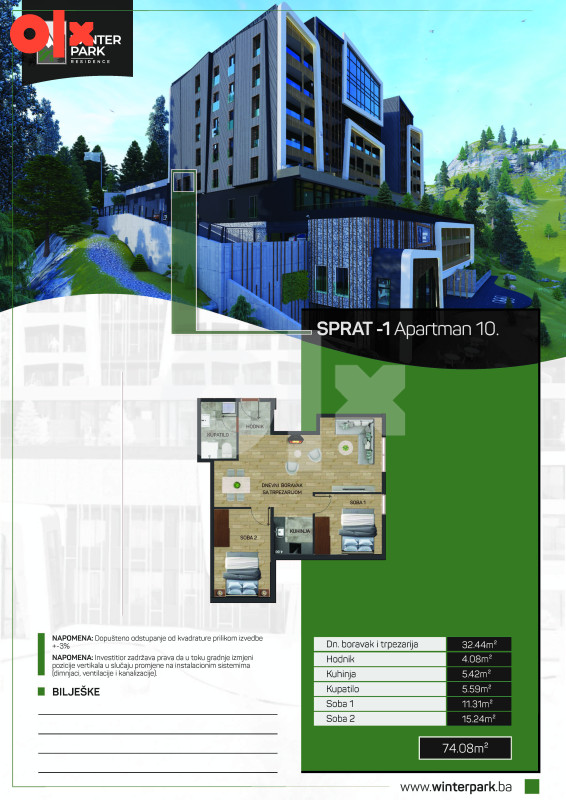 Winter Park Residence, Apartman (74.08m2), Bjelašnica 20