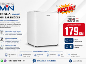 Tesla RS0400ME mini bar frižider 47.2 x 49.2 x 45 cm 43L, Bijeli