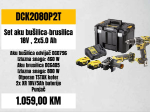 Aku set bušilica i brusilica DEWALT DCK2080P2T