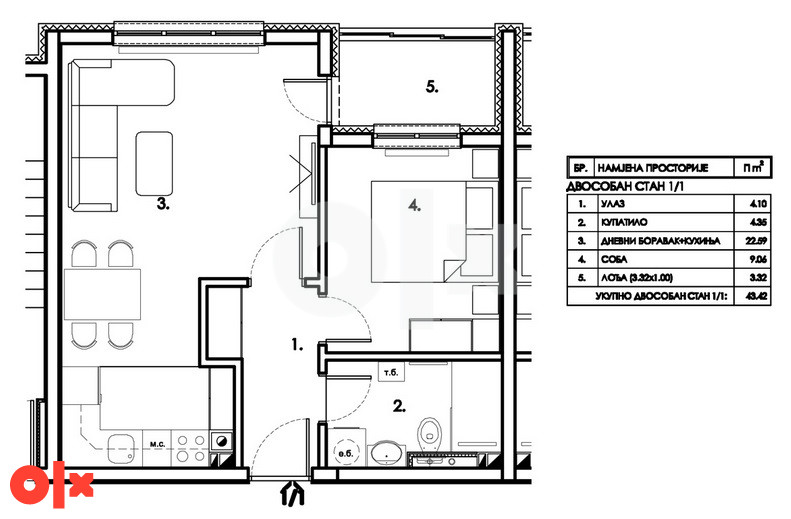 Stan Pale 43.42m2 2