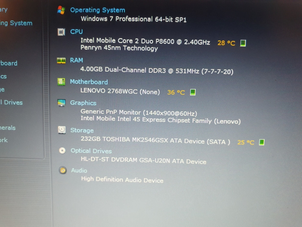 Lenovo Thinkpad T400/4GB Ram-a/250GB HDD