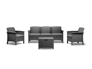 VRTNA GARNITURA OD RATANA VENEZIA 3 GRAFIT SIVA