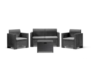 VRTNA GARNITURA OD RATANA NEBRASKA 2 GRAFIT SIVA