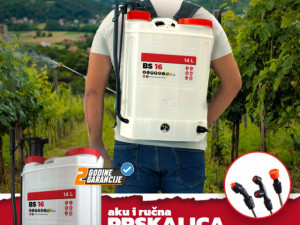 Aku baterijska i ručna prskalica 2u1 14L 5h rada