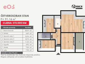 Vrtovi Sunca, četverosoban stan 91m2