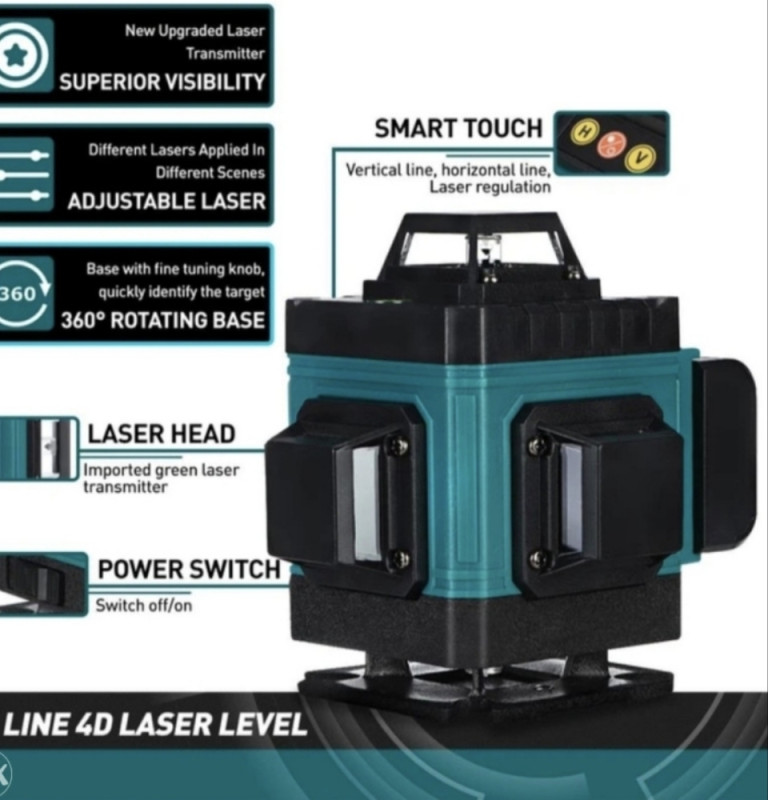 GRAĐEVINSKI LASER SAMONIVELIRAJUĆI NIVELIR 4D 16 LINIJA