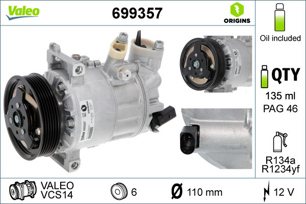 KOMPESOR KLIME VW AUDI SKODA SEAT VCS14