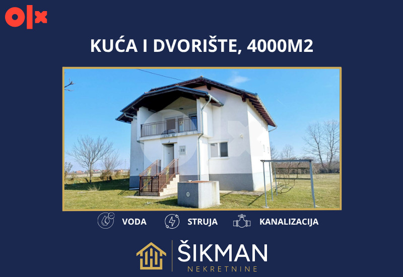Kuća 200m2 + plac 4 dunuma, useljiva, 7min od centra Prijedor