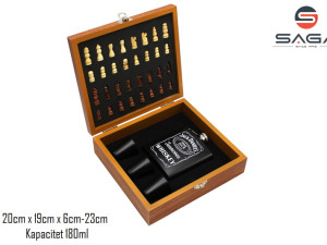 POKLON SET PLOSKA I SAH U DRVENOJ KUTIJI JACK DANIELS