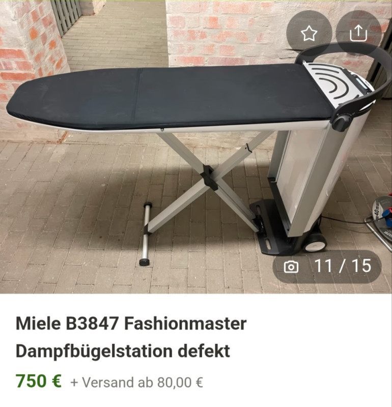 Extra pegla na paru sistem za parno peglanje MIELE B 33-12 CH