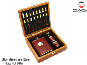 POKLON SET PLOSKA I SAH U DRVENOJ KUTIJI 913-1961
