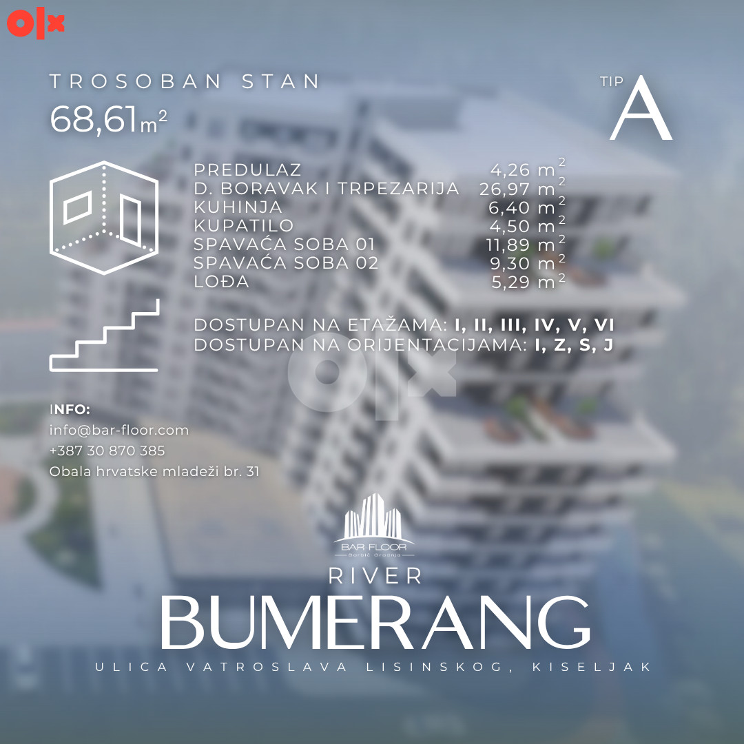 River Bumerang, Kiseljak- Dvosoban stan  68.61m2 7