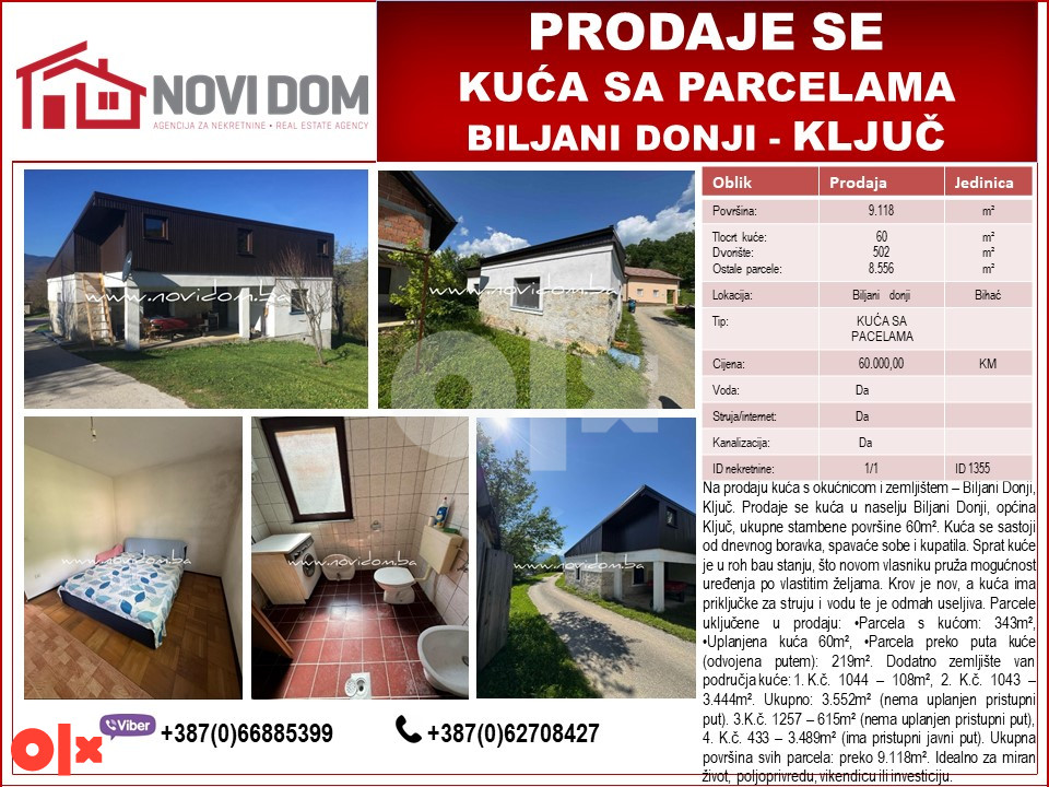 PRODAJE SE - Kuća sa parcelama - BILJANI DONJI - KLJUČ