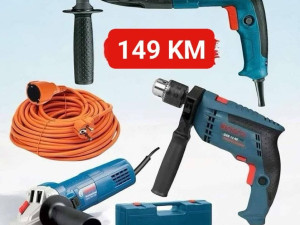 Set 3u1 BOSCH udarna busilica, brusilica, rucna busilica+kablo