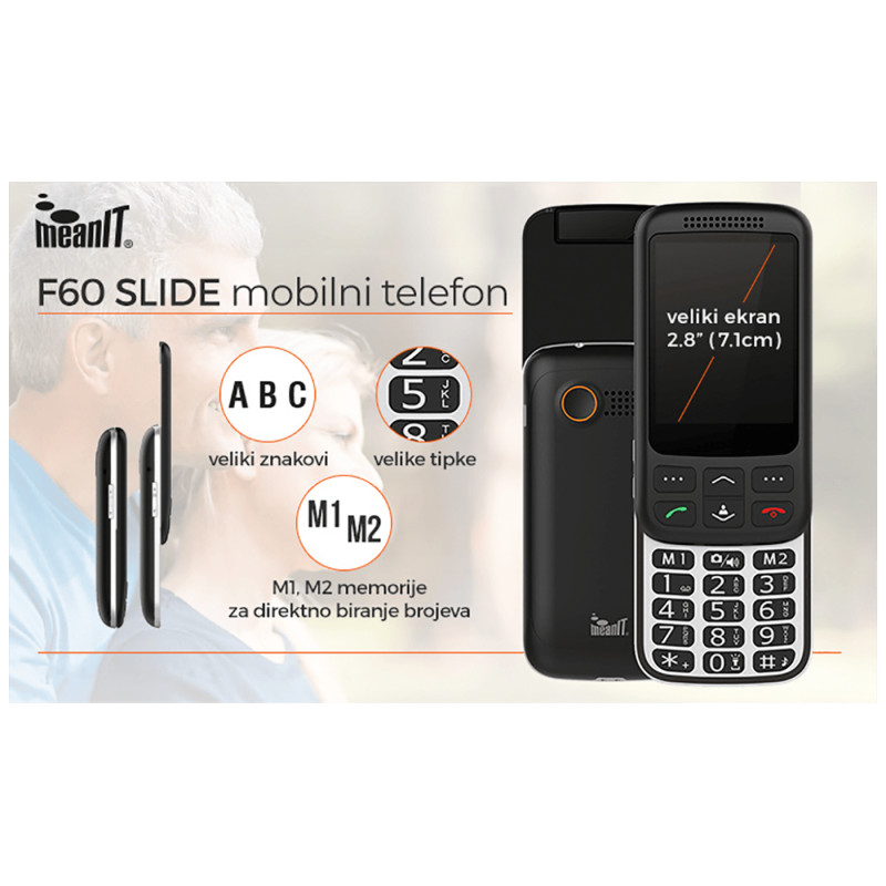 Mobitel tipke MeanIT F60 SLIDE
