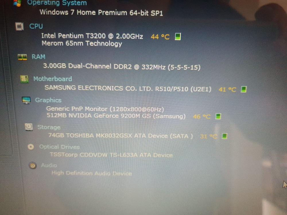 Samsung NP-R510H/3GB Ram-a/80GB HDD