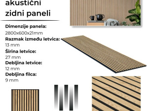 Dekorativni Akustični Paneli, svijetli hrast, mod. 11