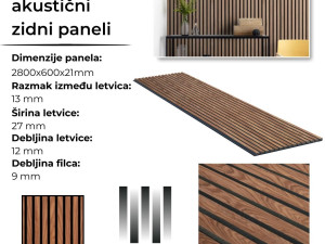 Dekorativni Akustični Panel, orah, mod. 16