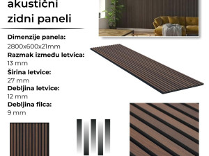 Dekorativni Akustični Paneli, tamni hrast, mod. 21