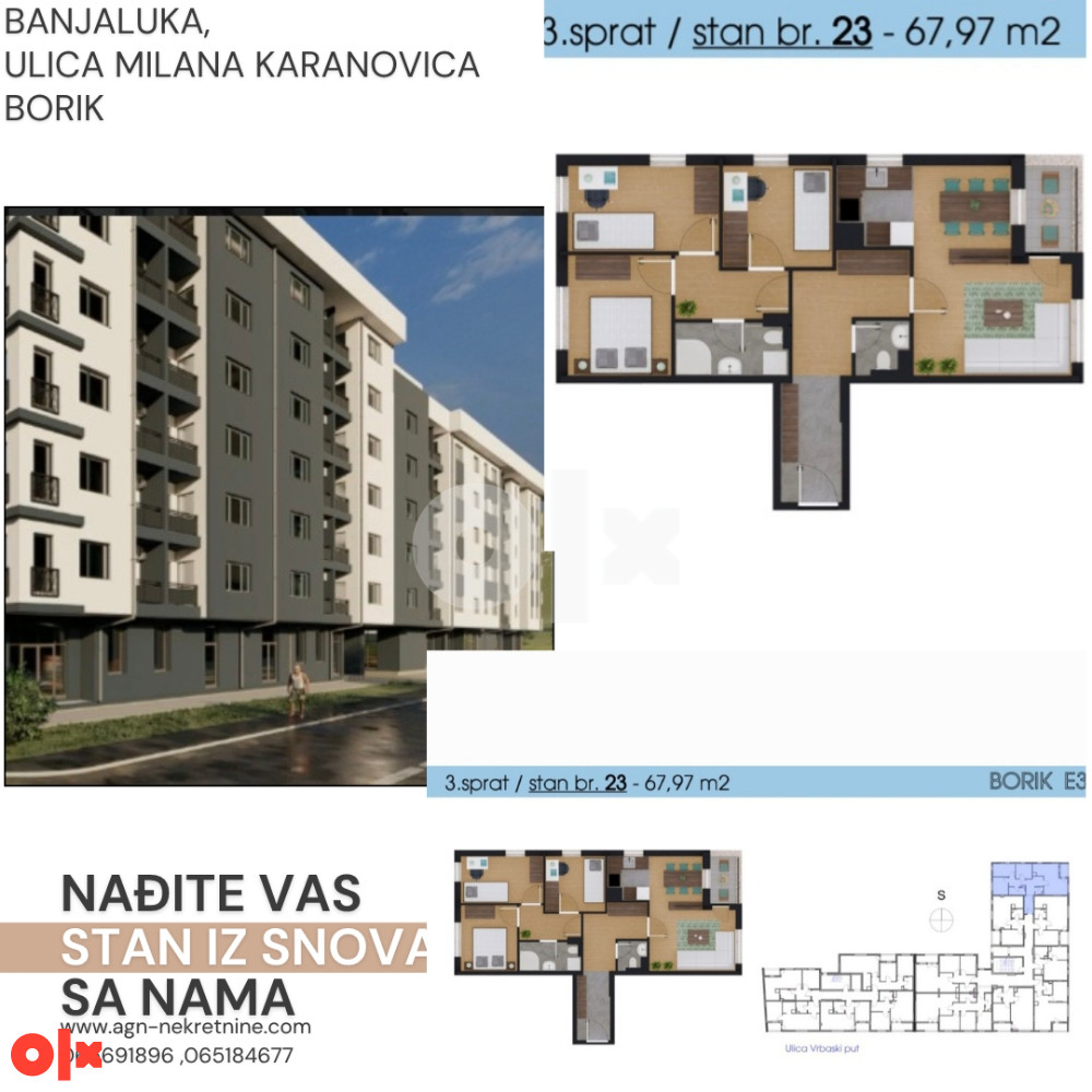 Odlican trosoban stan 67.97m2, Borik