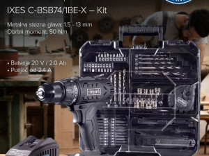 Scheppach aku bušilica odvijač sa 74 komada pribora IXES C-BSB74