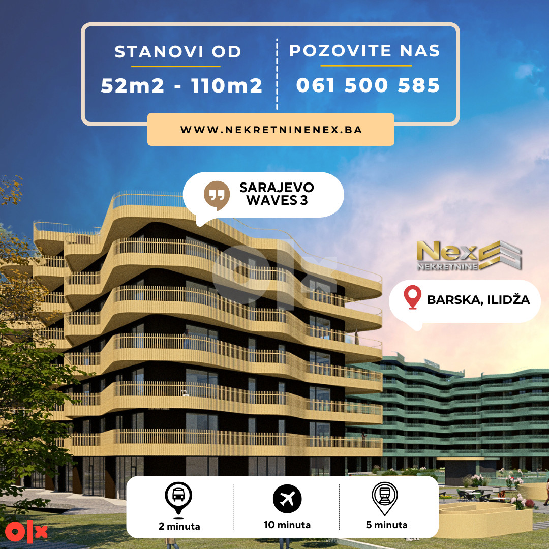 NOVOGRADNJA SARAJEVO WAVES 3 od 51m2 do 110m2
