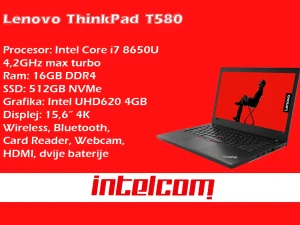 Laptop Lenovo ThinkPad T580 Core i7 8th gen. 4k