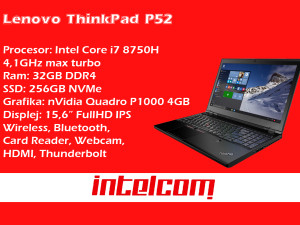 Laptop Lenovo ThinkPad P52 Workstation Core i7 8th gen.