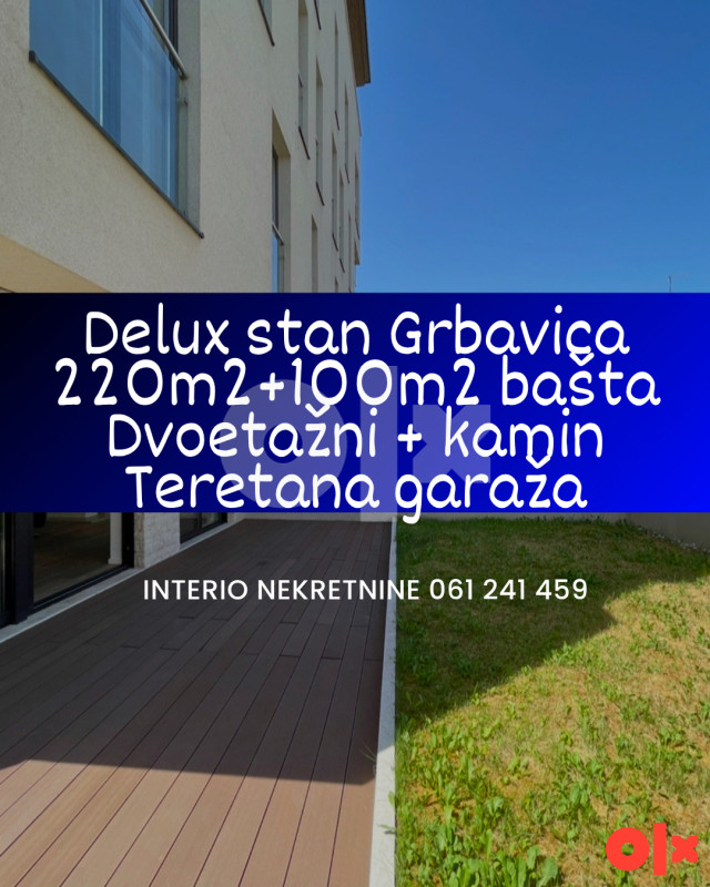 Luksuzan dvoetažni stan 220m2 sa 100m2 bašte Grbavica