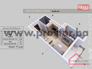 NOVOGRADNJA NEDŽARIĆI:Dvosoban stan,44-49m2