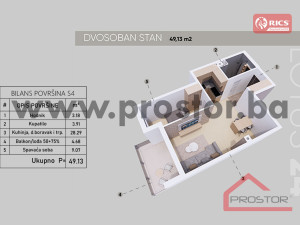 NOVOGRADNJA NEDŽARIĆI:Dvosoban stan, 49m2