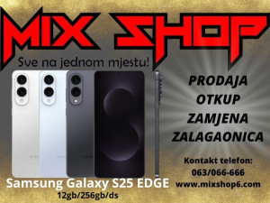 Samsung Galaxy S25 EDGE 5G 12/256GB *Garancija*Zamjena* 12GB ds