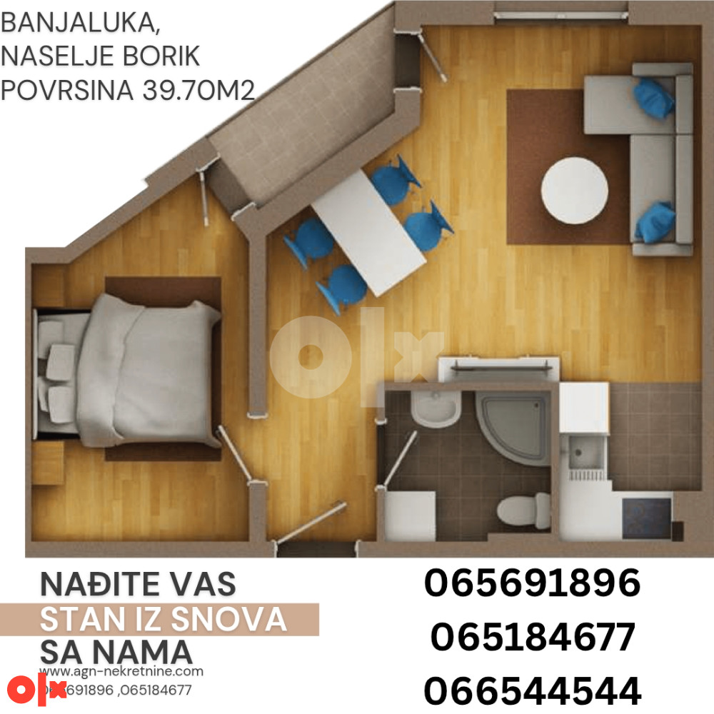 TOP PONUDA- STAN 39.70M2, NA ODLICNOJ LOKACIJI, BORIK 2