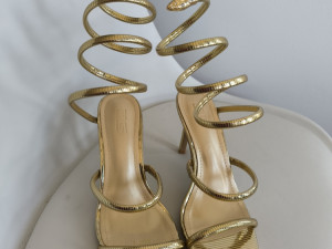 Ženske štikle cipele sandale zlatne otvorene salonke