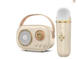 Mini karaoke radio zvučnik sa mikrofonom JOJOCUT bež 043086
