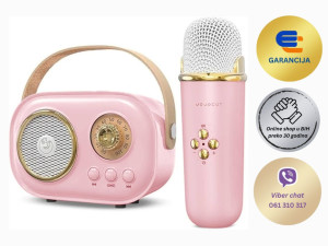 Mini karaoke radio zvučnik sa mikrofonom JOJOCUT C20 rozi 043088