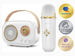 Mini karaoke radio zvučnik sa mikrofonom JOJOCUT C20 bijeli 43087