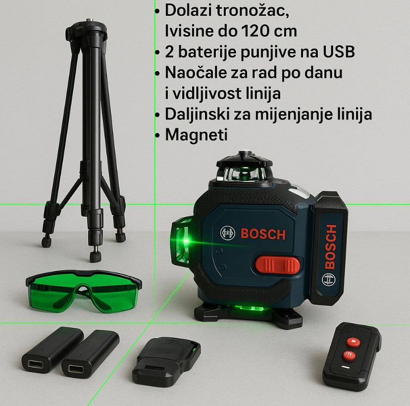 Građevinski laser BOSCH 4D 16 linija nivelir NOVO