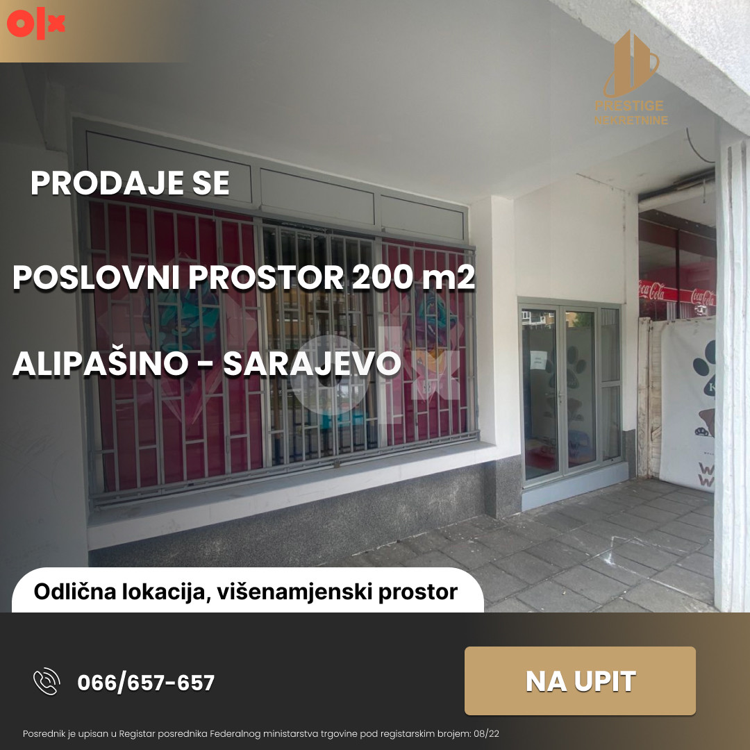 Poslovni prostor 200 m2 - ALIPAŠINO/SARAJEVO - PRODAJA/NAJAM