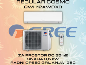 KLIMA SA UGRADNJOM INVERTER 12ka GREE REGULAR COSMO GWH12AWCXB