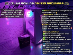 RAČUNARI GAMING i7 / GTX / RTX / RADEON / 16GB RAM/ RYZEN/ i5