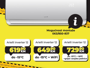 PRODAJA I UGRADNJA KLIMA ARIELLI INVERTER 12-ka WiFi GRIJAČ