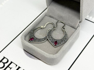 Nausnice srebro 925 srebrene naušnice zenske markezit srebrne